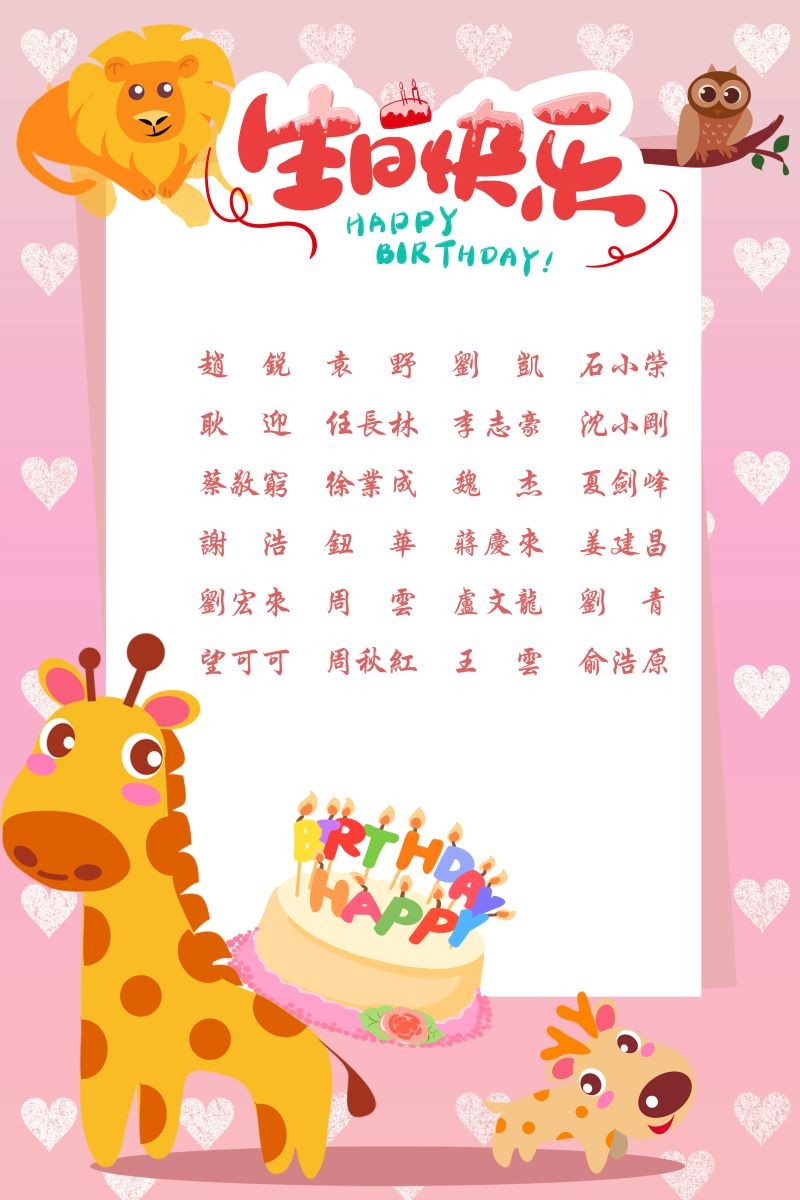 【生日祝福】恭祝08月生日的員工生日快樂！